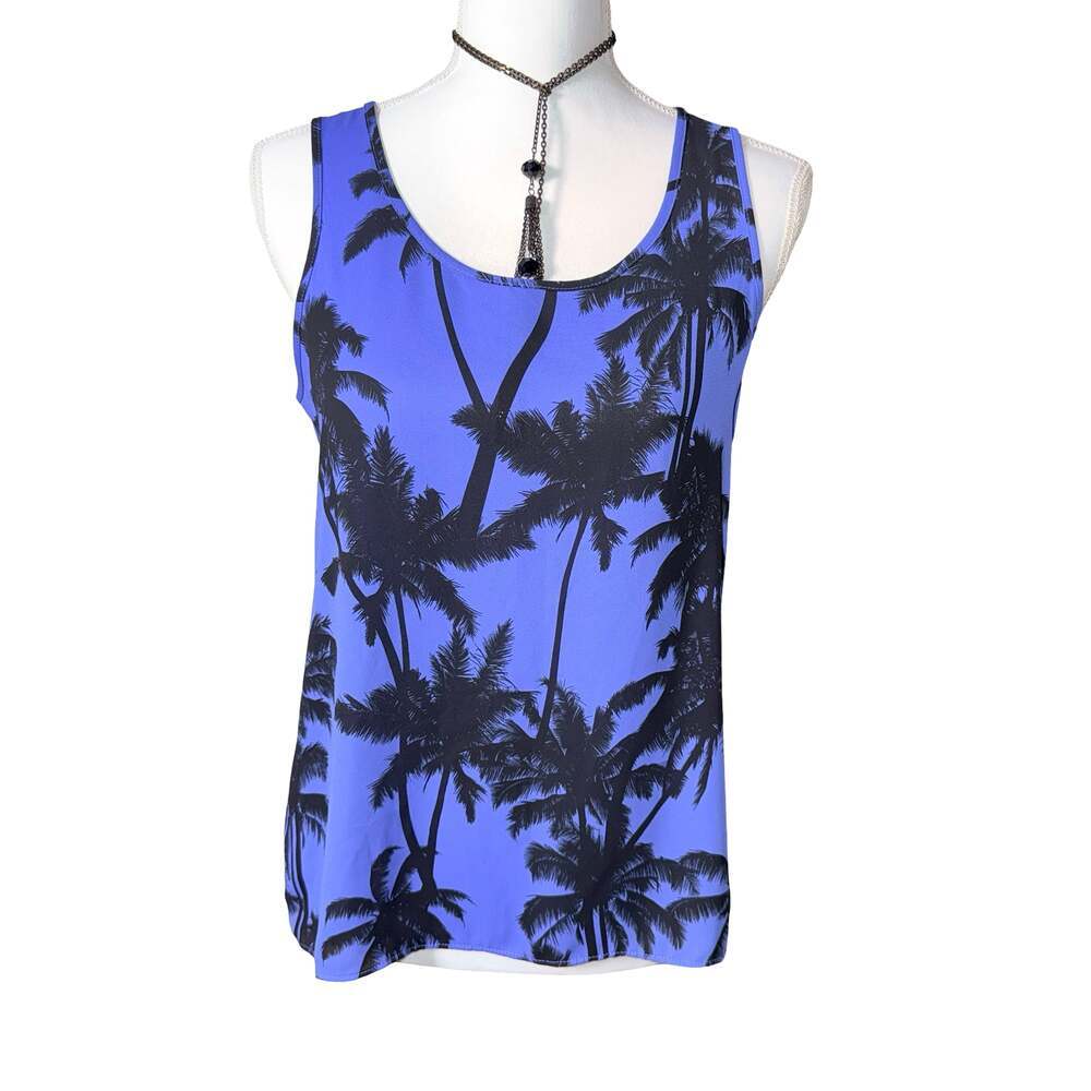Express Size S Palm Tree Print Open Back Sleeveless Tank Top